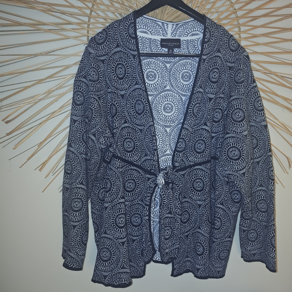 Dana Buchman Spiral Design Tie Front Cardigan Size 3x